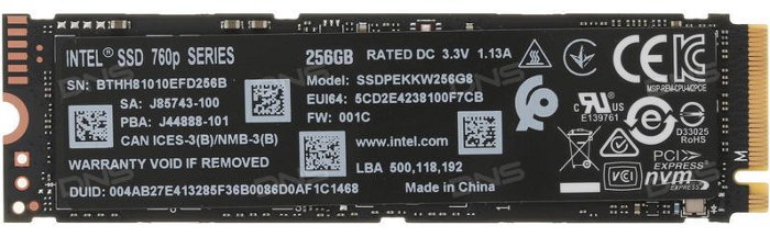 SSD M.2 NVMe Intel 760p 256  -  